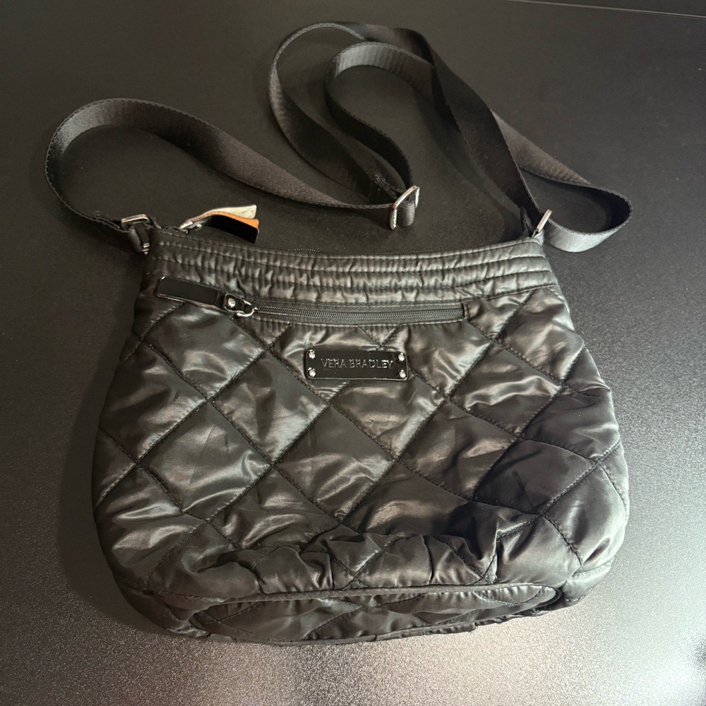 Vera Bradley Quilted Solid Black‎ Crossbody Bag purse soft shell lightweight